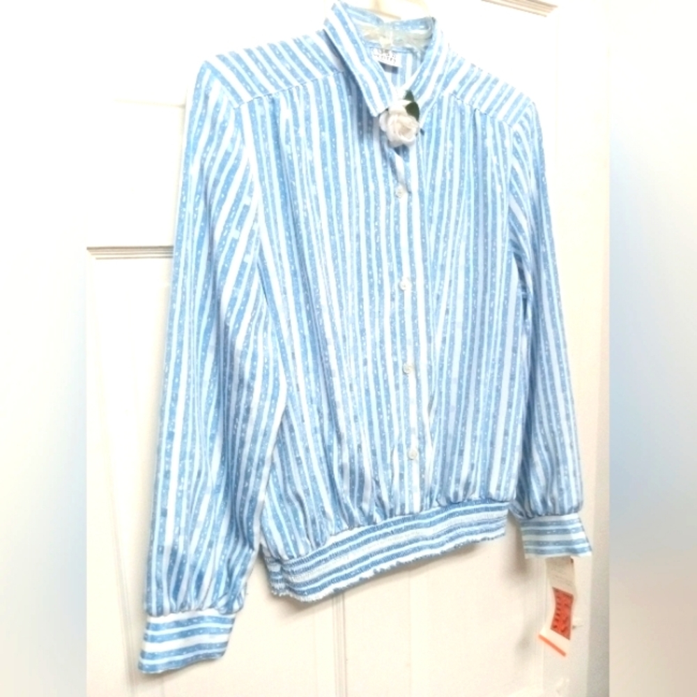 Vintage McRae's Russ Petite Women's Strip Long Sleeve Shirt Size 12
